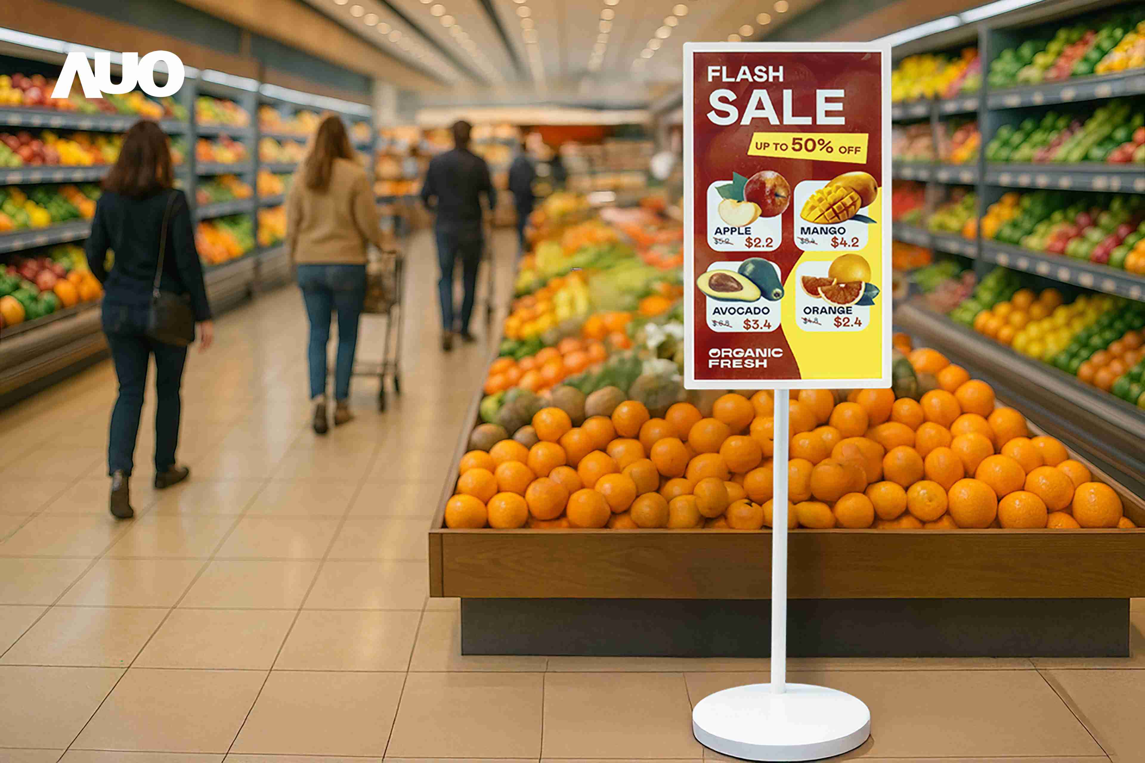 达擎首亮相低功耗、、全彩的〝aecoPost电子纸解决方案〞，，，，仅在更新画面时需要微量的电力驱动，，，无需布建电线的便捷设计，，，，使其可灵活应用、、、、随意置放，，，并可透过云端或行动装置app，，，，轻松管理及排程广告内容，，，，晋升店头营销利器。。